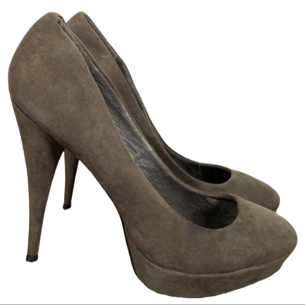 Bibi Lou Taupe Gray Suede Plan form High Heels Size EU 40